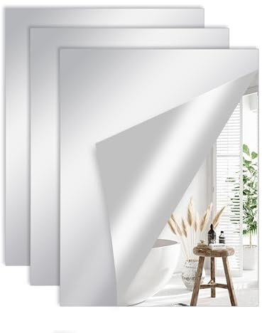 Taiyeestar 3 Stück Selbstklebende Fliesenspiegel Spiegel zum Aufkleben, 40 x 30 cm Flexibler Spiegelfolie klebespiegel, Acrylspiegel für Wände, Türen, Bäder und Schränke
