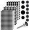 580 Pcs Screw Cap Stickers and 100 Pcs Plastic Screw Cap Screw Covers Screw Covers Caps Self Adhesive Screw Hole Stickers for Wood Screws Wall Furniture Cabinets (Black)