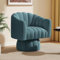 SEYNAR Mid Century 360 Grad drehbare Kuscheltonnen-Akzentsofasessel, runde Sessel mit breit gepolstertem, flauschigem Samtstoffstuhl für Wohnzimmer, Schlafzimmer, Büro, Wartezimmer (blau)