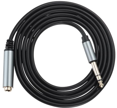 QUARKZMAN 6.35mm 1/4 TRS Macho a Hembra 6 Pies Cable de Audio Estéreo HiFi Auxiliar Cable de Extensión de 1/4 Pulgada TRS Auriculares Guitarra para Teléfono Altavoz, Negro