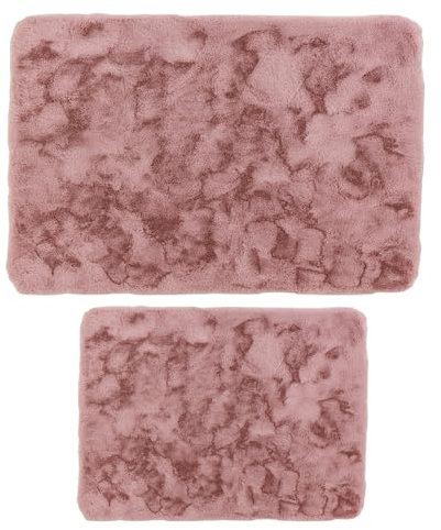Mixibaby Badematten-Set 2-teiliges Weiche Badezimmerteppiche rutschfestes Schnell trocknend maschinenwaschbar Für Bad Dusche & WC 50x80 cm + 50x40 cm, Größe:50 x 80 cm + 50 x 40 cm, Farbe :Rosa