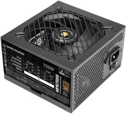 Mars Gaming MPB750SI, PC-ATX-Netzteil 750W, 7 Jahre Garantie, 80Plus Bronze 230V, 90% Effizienz, SI Extreme Silence Lüfter mit Kupferkern, AI2-RPM-, DC-DC- und SMD-Technologien, Schwarz