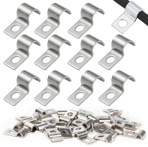 AUEFUDQ 36 Piezas Abrazaderas para Tubo 4mm Soportes para Tubo de Un Solo Agujero en Acero Inoxidable V2A Soportes en U Abrazadera Sujetadores para Cables Ø 4-5mm Fijación de Tuberías de Agua