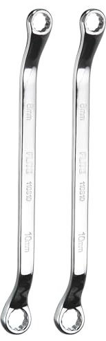 QUARKZMAN 2 llaves de estrella doble offset de 45 grados, 8 mm x 10 mm, métricas de 12 puntos, acero cromado CR-V, llave de anillo doble, llave de anillo larga estándar industrial
