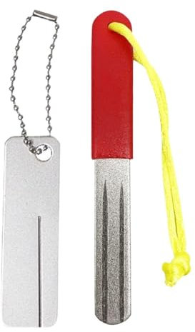 1 Affilacoltelli con Manico Rosso E 1 Mini Affilacoltelli, Attrezzatura da Campeggio All'Aperto, Strumento per Affilare Rapidamente I Coltelli, Affilacoltelli Portatile