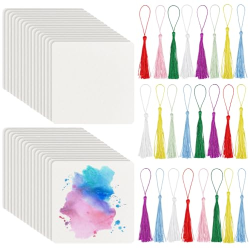 BENECREAT 50 Confezione Piastrelle D'Artista, Piastrelle di Carta Zentangle Quadrate Da 10cm, Carte Vuote con Nappe, Fogli di Carta per Quaderno Da Disegno, Forniture per La Creazione di Indici
