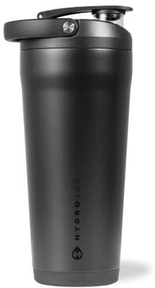 HydroJug 24 oz New Stainless Steel Shaker – Insulated, Leakproof, BPA-Free with Silent Mixing Grate – No Clumps, No Noise – Premium Shaker for Fitness, Sports & Everyday Use, Black