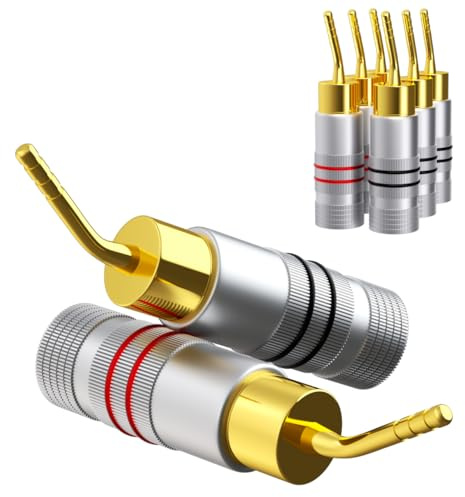 Monosaudio High End Lautsprecher Bananenstecker 8 Stück Doppelschraube Verriegelung 2mm Pin vergoldet HiFi Lautsprecherkabel Stecker (BA1431)