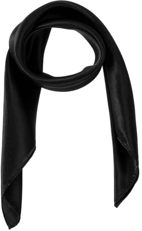 sourcing map Satin Neck Square Scarf for Women Solid Color Silk Purse Scarf Lightweight Fashion Scarves Headband for Hair Handbag Accessories, Black