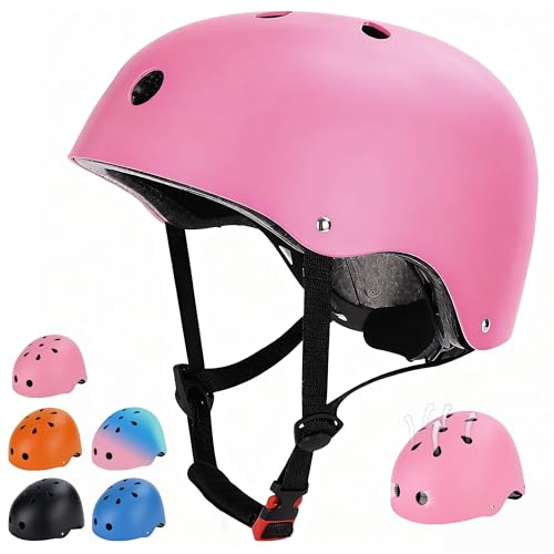 Kids Bike Helmet, Toddler Helmet for Youth Boys Girls Ages 1-3/2-4/3-5/5-8/8-14 Year Old, Adjustable Fit & Lightweight, Multi-Sport Safety for Skateboard Skating Bicycle Scooter Cycling,Pink S