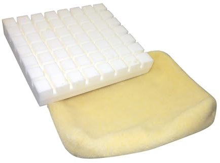 Skil-Care Pressure-Check Foam Cushion, Synthetic Sheepskin Cover, Extra-Thick 4, 18 x 16, Comfortable Wheelchair Cushion for Pressure Relief and Skin Protection, 753183