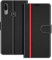 COODIO Custodia in Pelle per Motorola Moto E6 Plus, Cover a Libro Magnetica Portafoglio per Motorola Moto E6 Plus, Nero/Rosso