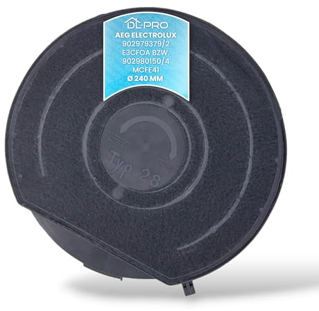 DL-pro aktivt kolfilter 240 mmØ för AEG Electrolux 902979372/7 9029793727 E3CFE28 Whirlpool Bauknecht 480181701006 Wpro CHF289 Elica Typ28 kolfilter filter för köksfläkt