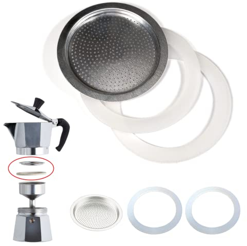 World Trade Dichtung und Filter Kaffeemaschine Universal für Mokka Ersatzteile (2 x Silikonhalter + 1 Filter) (6 TZZE) 49734