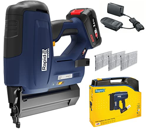 Rapid BNX50 Akku-Nagler 18V P4A – Kabellose Nagelpistole für Nägel Typ 8 (20–50 mm) – Inkl. 2,5Ah Akku, Ladegerät und Koffer – Kompatibel mit Bosch POWER FOR ALL Akku