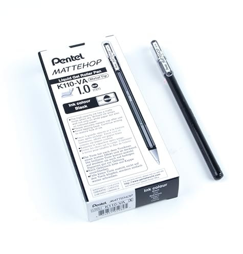 Pentel Mattehop 1.0mm Gel Roller Black - Pack of 12