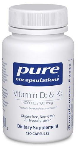 Pure Encapsulations Vitamin D3 & K2 - Bone & Vascular Health Support - Immune Function Support* - Gluten Free - Non-GMO - 120 Capsules