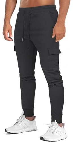 Suwangi Pantaloni Tuta da Jogging Uomo Pantaloni Cargo Joggers Palestra Sportivi Allenamento Cotone Slim Fit Comodi Elastico in Vita con Tasche Multiple
