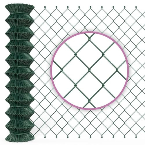 Maschendrahtzaun grün/Gartenzaun mit Viereckgeflecht, 100 cm Höhe, 15 m Länge/idealer stabiler Zaun für Grundstück, Garten und Tiergehege