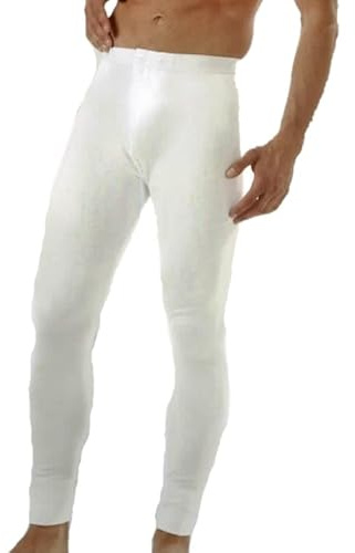 Generico Set 2 Mutande Lunghe Lana E Cotone Uomo; Calzamaglia Termica, Made in Italy; Mutandoni Invernali Intimo Termico (IT, Testo, S, Regular, Regular, Bianco)