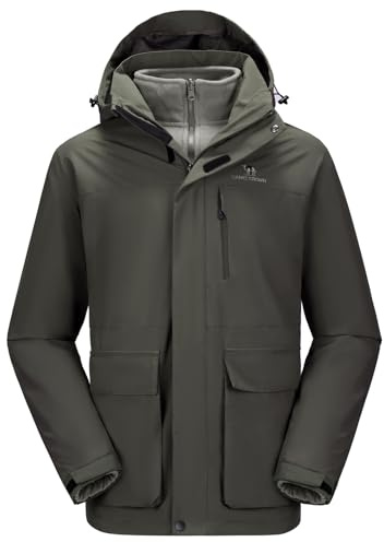 CAMEL CROWN Men's Ski Jacket 3 in 1 Waterproof Winter Jacket Snow Jacket Windproof Hooded with Inner Warm Fleece Coat Dark Coffee M