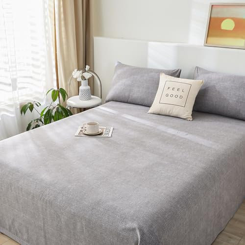 JIANINGHOME Bettlaken ohne Gummizug 150x240cm,Weiches und pflegeleichtes Betttuch aus Baumwolle ohne Gummizug