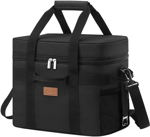 Lifewit Nevera Portatil, Bolsa Termica Grande, Cooler Bag Plegable con múltiples asas, Bolsa Nevera Porta Alimentos para Hombre Mujer, Porta Alimentos para Picnic, Camping, Barbacoa, Negro, 20L