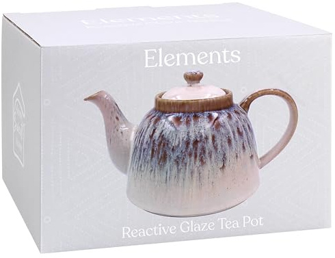 Lesser & Pavey Elements Reactive Glaze Teapot | Kitchen Accessory for Home Use | Durable Design for Everyday Tea | Stylish Teapot for Home and Office Without Strainer, Gold