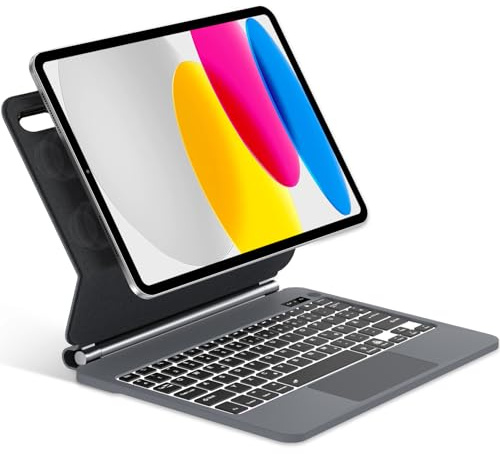 WINCHKING Tastiera per iPad A16 11 Generazione 2025, Custodia con Tastiera per iPad 10 Generazione 10.9, Magic Keyboard Bluetooth Magnetica Staccabile QWERTY Italiano, Nero