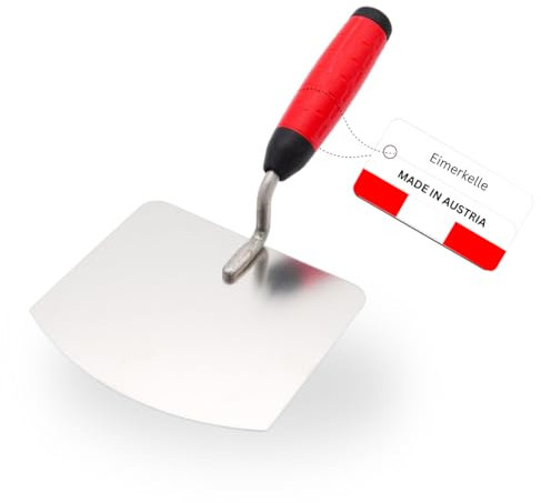 WerKFIT - Paleta profesional de 140 mm – Paleta de mortero resistente de acero inoxidable con mango suave – Paleta de mortero de mano para trabajos de cubo – Fabricado en Austria