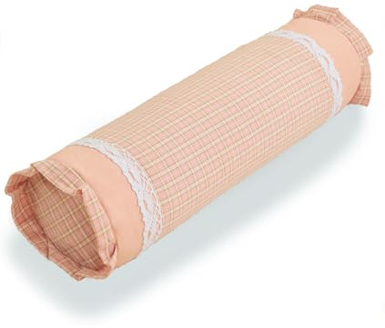 EDMILE Cuscino a rullo per collo in grano saraceno, cuscino cilindrico regolabile con motivo scozzese e pizzo, supporto cervicale, cuscino rotondo per alleviare il dolore al collo (40,6 x 10,2 cm