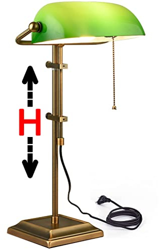 Lampada da scrivania classica da banchiere, regolabile in altezza con catenelle per ufficio, studio e decorazione tradizionale