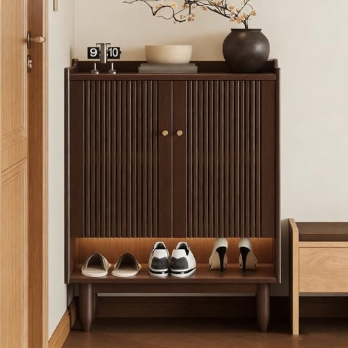 JINGJIAOPLSD Scarpiera Armadio con Ante, Mobile Porta Scarpe Multifunzionale Armadio Scarpe con 2 Ante a Persiana, Adatto per Ingresso, Ufficio e Soggiorno(Brown,60x35x99cm/23.6x14x39in)