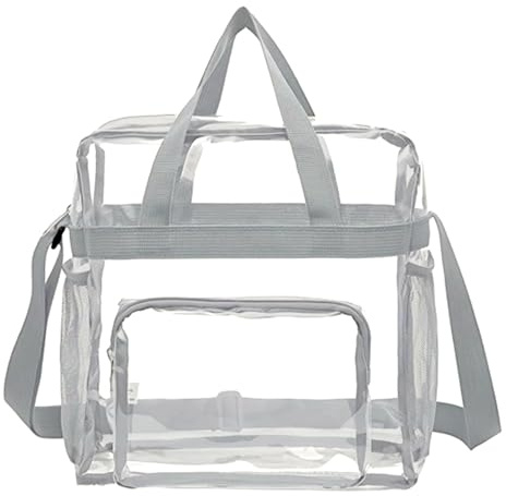 Genomskinlig Tygväska Stadium Godkänd - PVC Polyester Gym Shopping Case | Transparent Strandväska Blixtlåsfickor, Förstärkt Sömnadsgarn Hållbarhet | Rymlig Reseutrustning För Stadium Sports Festival