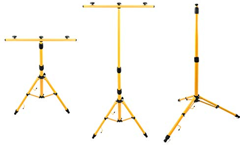 Trango G1504 Teleskop Stativ für Arbeitsstrahler Flutlicht Baustrahler in Gelb 3 Standfüße mit Teleskop zusammenklappbar & höhenverstellbar von 66-170 cm aus Stahl für LED oder Halogen-Fluter geeignet