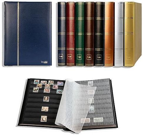 Prophila stamp album (new) 64 black sides, padded blue cover