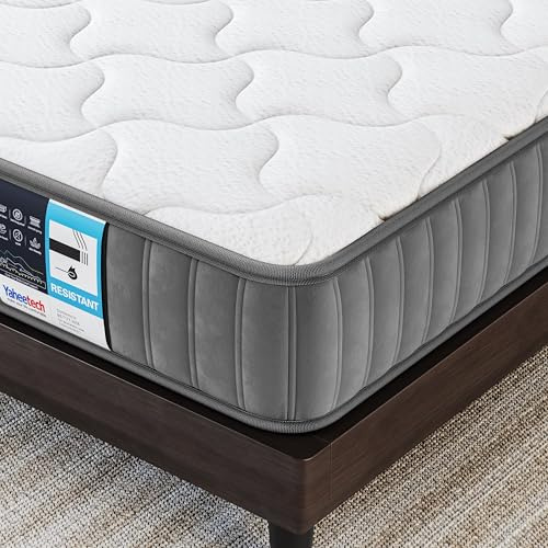 Yaheetech Single Mattress 3FT Memory Foam & Spring, Breathable Mattress Medium Firm with Soft Fabric Fire Resistant Barrier Skin-friendly Durable for Single Bed 90x190x22cm,Grey
