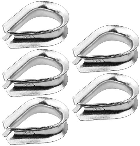 AConnet 5 Pcs 5/8 Inch Wire Rope Thimble M12 Cable Thimbles 304 Stainless Steel Thimble Rigging For 5/8 Inch Diameter Wire Rope/Cable