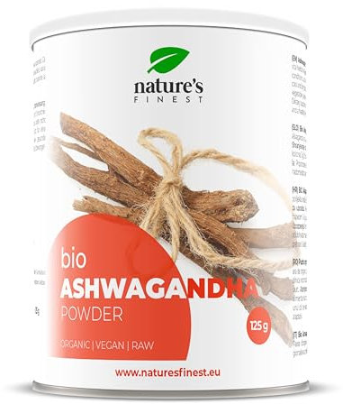 Nature's Finest by Nutrisslim Ashwagandha Pulver Bio - 100% Ashwagandha Pulver - 125 g, 40 Portionen - Natürliches Adaptogen für Entspannung, Stressschutz & Energie - Geprüfte Qualität