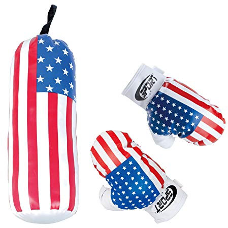 L.A. Sports Box-Set für Kinder Jugendliche Boxsack inklusive 6oz Boxhandschuhe Schlaufe zum Aufhängen