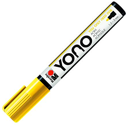 Marabu 12400103019 - YONO Marker, Gelb 019, vielseitiger Acrylstift mit japanischer Rundspitze 1,5 - 3 mm, wasserbasiert, lichtecht und wasserfest, für nahezu alle Untergründe