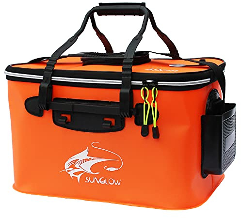 Fiskehink på 23/30/38 liter, hopfällbar fiskhink, levande fiskbehållare, multifunktionell levande fiskbeteshink, utomhuscamping, EVA-fiskeväska och fiskskyddshink (23 l, orange)
