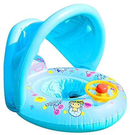 Prevessel Bouée de natation pour bébé, siège gonflable avec ombre Cannopy pour enfant nouveau-né de 3 à 72 mois