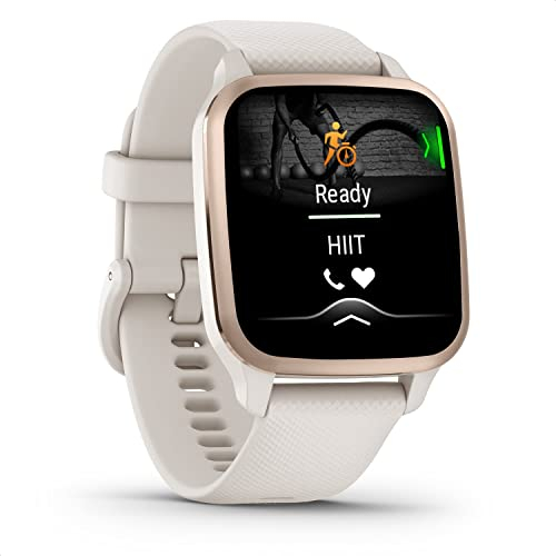 Garmin Venu Sq 2, Music, Smartwatch, Display 1,4 AMOLED, GPS, Cardio, SpO2, 25+ App Sport & Fitness, Garmin Pay, Musica, Spotify, Deezer, Amazon Music, Autonomia 11 giorni (Peach Gold & Ivory)
