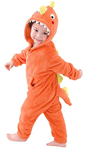 LOLANTA Dinosauriedräkt Pojke, Carnival djur jumpsuit för barn (2-3 år, Orange)
