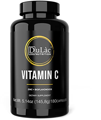 Dulàc - Vitamina C 1000mg Alto Dosaggio 180 compresse, Integratore di Vitamina C, Supporto e Funzionalità Difese Immunitarie, Protegge dai Radicali Liberi, Antiossidante Naturale.
