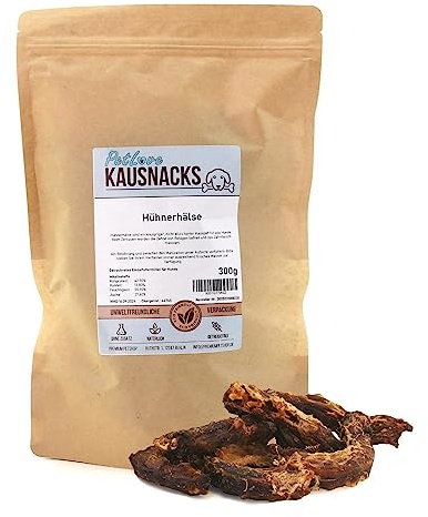 PetLove Cuellos de pollo para perros y gatos (300 g) · 100% carne · Cuellos de pollo para perros · Bocadillos secos de aves de corral para perros · Snack Barf perro