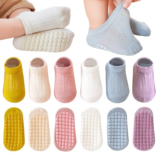 YANWANG Bebé Antideslizante Tobillo Calcetines De Dibujos Animados Lindo Agarre Calcetines Para Bebés Niños Niños Niñas Multicolores 6 Par(M:1-3 años,B3-Multicolor)