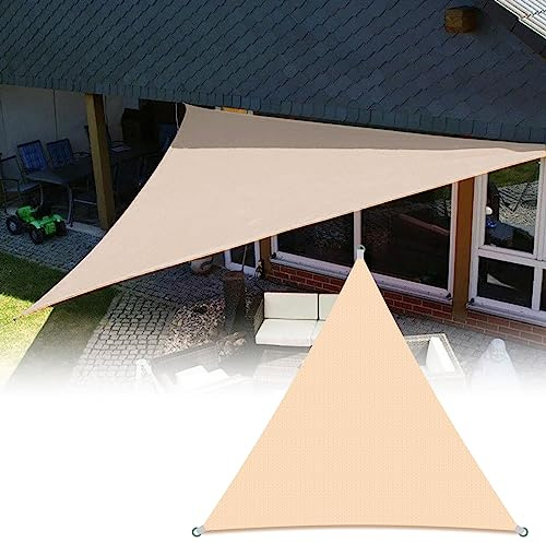 8'x8’x8’ Cream Milk Sun Shade Sail UV Blockage Up to 95% Permeable 180 GSM HDPE Equilateral Triangle Permeable Canopy Custom Commercial SSanddard for Garden Patio Garden Backyard
