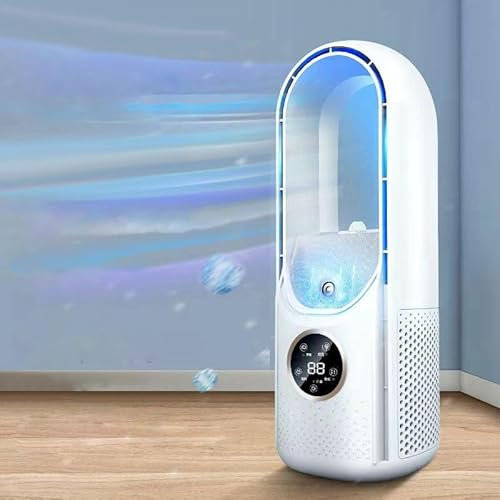 Sharksfin Portable Air Conditioner, Air Conditioner Unit with Led, Mini Personal Quiet Cooler 6 Speeds, Small Air Misting Fan for Home Office Work Indoor Outdoor (White) (FS0078)